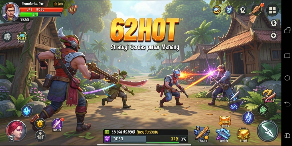 Screenshot gameplay 62HOT menunjukkan pertempuran strategi seru.