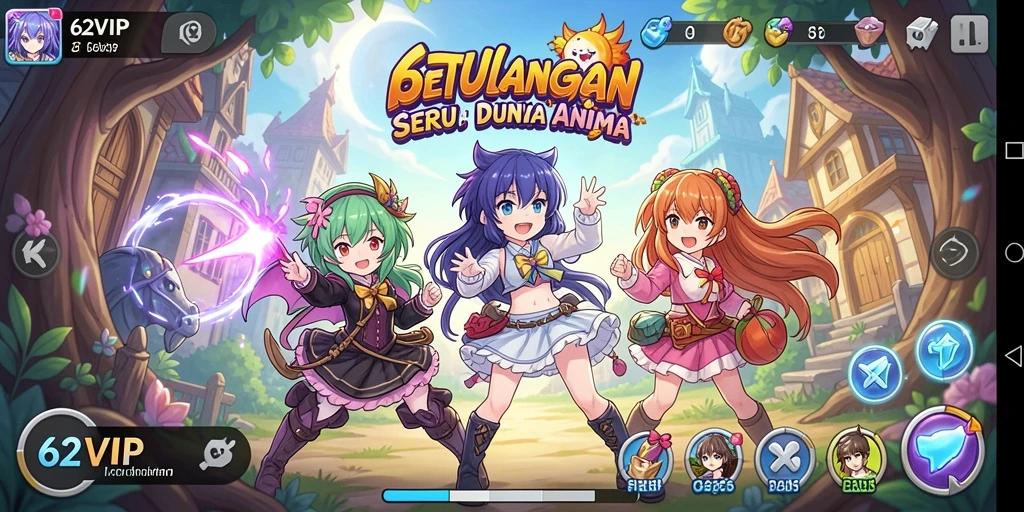 Tampilan gameplay seru dalam 62VIP dengan karakter Anime ikonik.