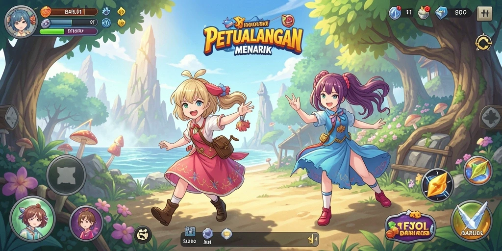 Tampilan menarik dari gameplay BARU01 dengan karakter anime.