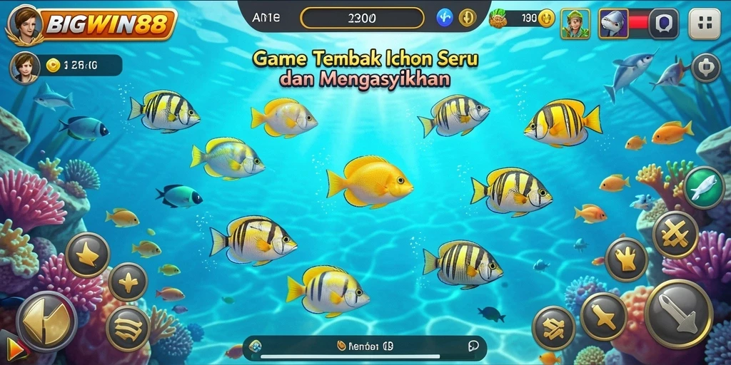 Screenshot utama BIGWIN88 menampilkan aksi seru Tembak Ikan.