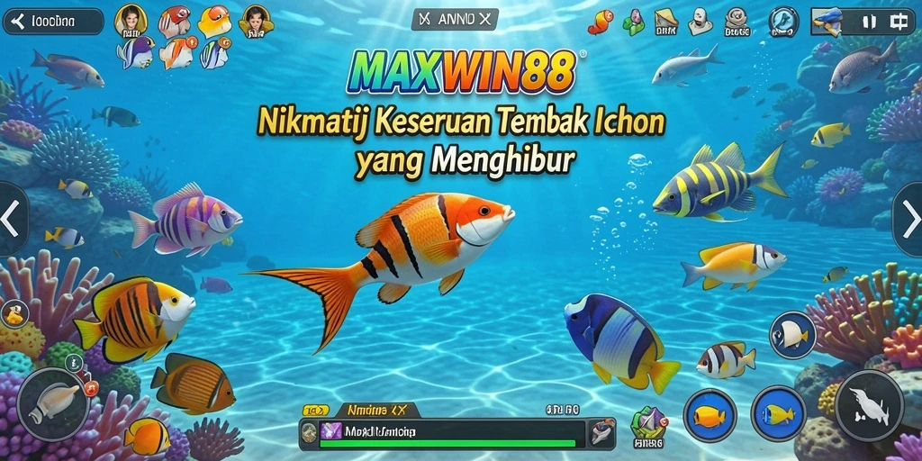 Tampilan gameplay MAXWIN88 yang seru saat menembak ikan.