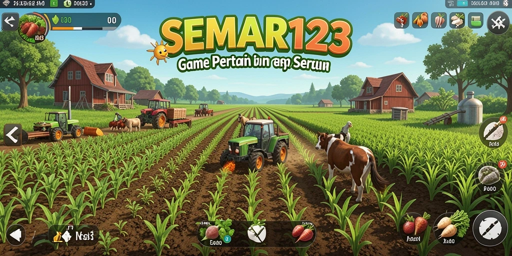 Tampilan gameplay SEMAR123 menampilkan aktivitas pertanian yang beragam.