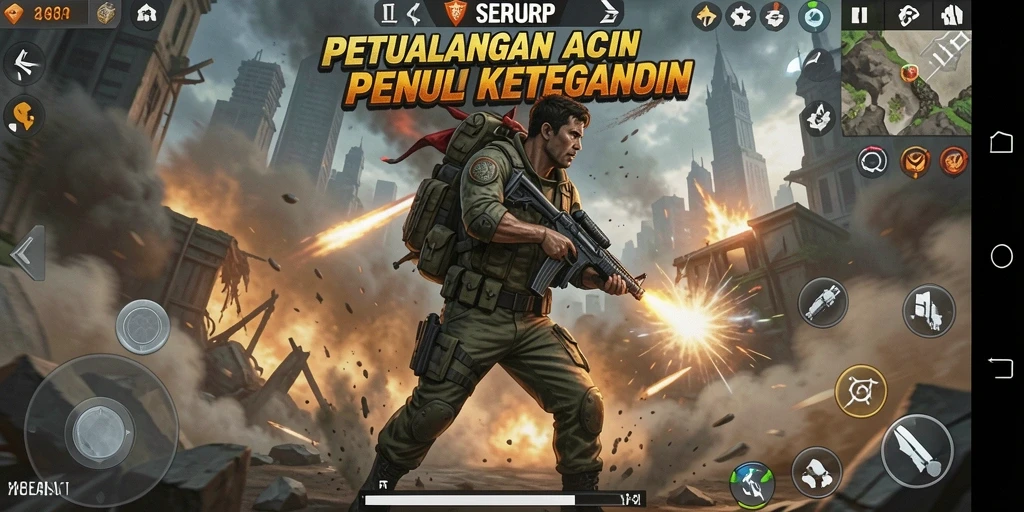 Screenshot gameplay SERURP menampilkan pertarungan seru dan dinamis.