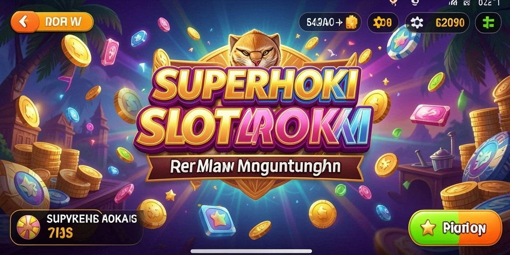 Screenshot SUPERHOKI menampilkan gameplay slot yang mengasyikkan dan berwarna-warni.