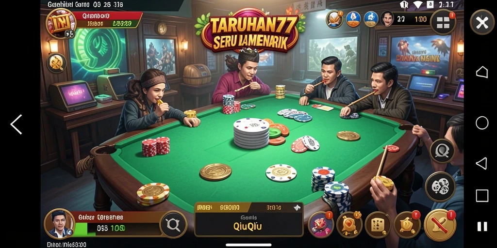 Tampilan gameplay menarik saat bermain QiuQiu di TARUHAN77.